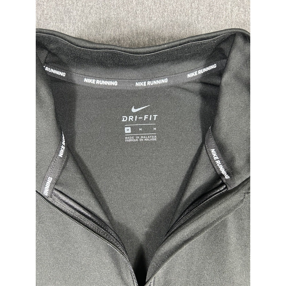 Nike Dri-Fit Running Quarter Zip Pullover Mens Black Reflective Just Do It M - Picture 2 of 12